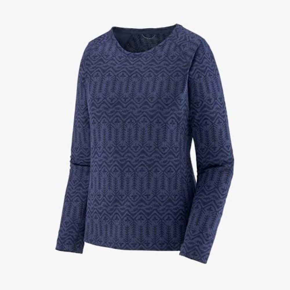 Patagonia Capilene Midweight Top Womens M Blue Excellent Fair Isle Baselayer
